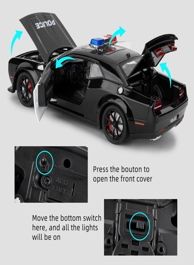 LOVEPOSELY Acrylic Display Case with 1/24 Dodge Challenger SRT Hellcat Police Car, Clear Display Box with Leather Base and Light Strip with Car Park View Panel for Collection Display Decoration - Image 5